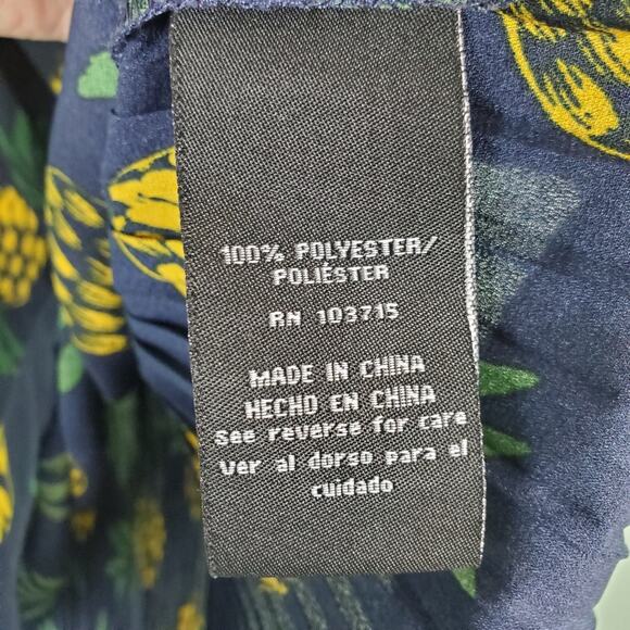 Zac & Rachel Navy Pineapple Sleeveless Blouse Size Medium - Picture 4 of 6